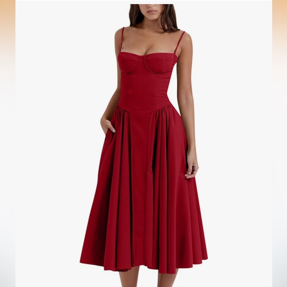 Elegant Red Midi Dress